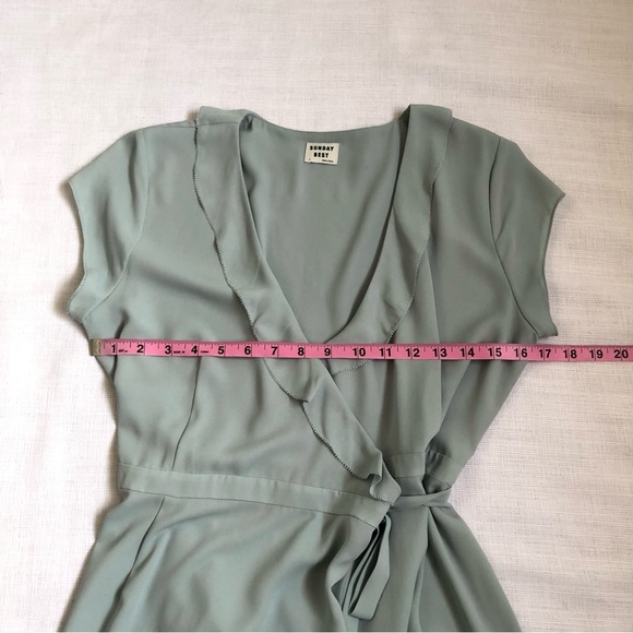 Aritzia Sunday Best Savoy Light Blue Ruffle Flounce Wrap Dress Size 4 - Picture 9 of 12